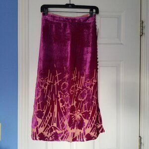 Anthropologie Burnout Velvet Midi Skirt